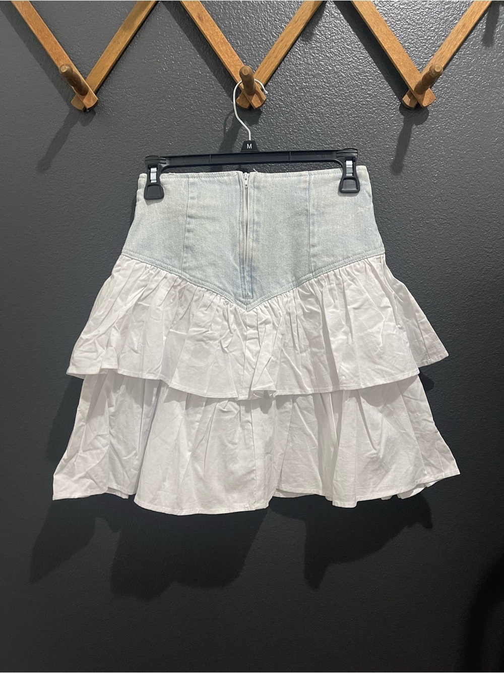 Vintage 100% Cotton Denim & Fabric Skirt - Picture 4 of 7